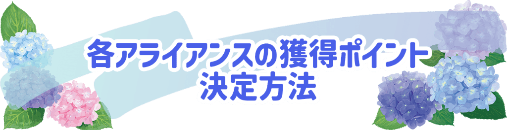 各アライアンスの獲得ポイント決定方法
